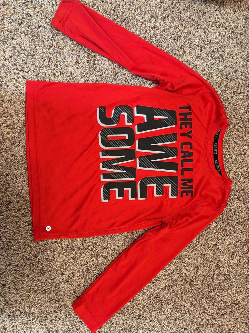 Xersion Red Long Sleeve Graphic Tee - Black & White Lettering